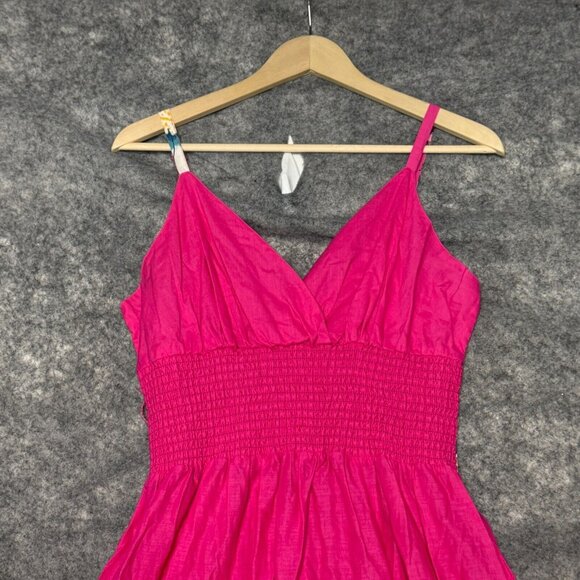 Maurices Dress Womens L Pink Floral Maxi Sundress Empire V Neck Smocked NEW - Picture 5 of 11